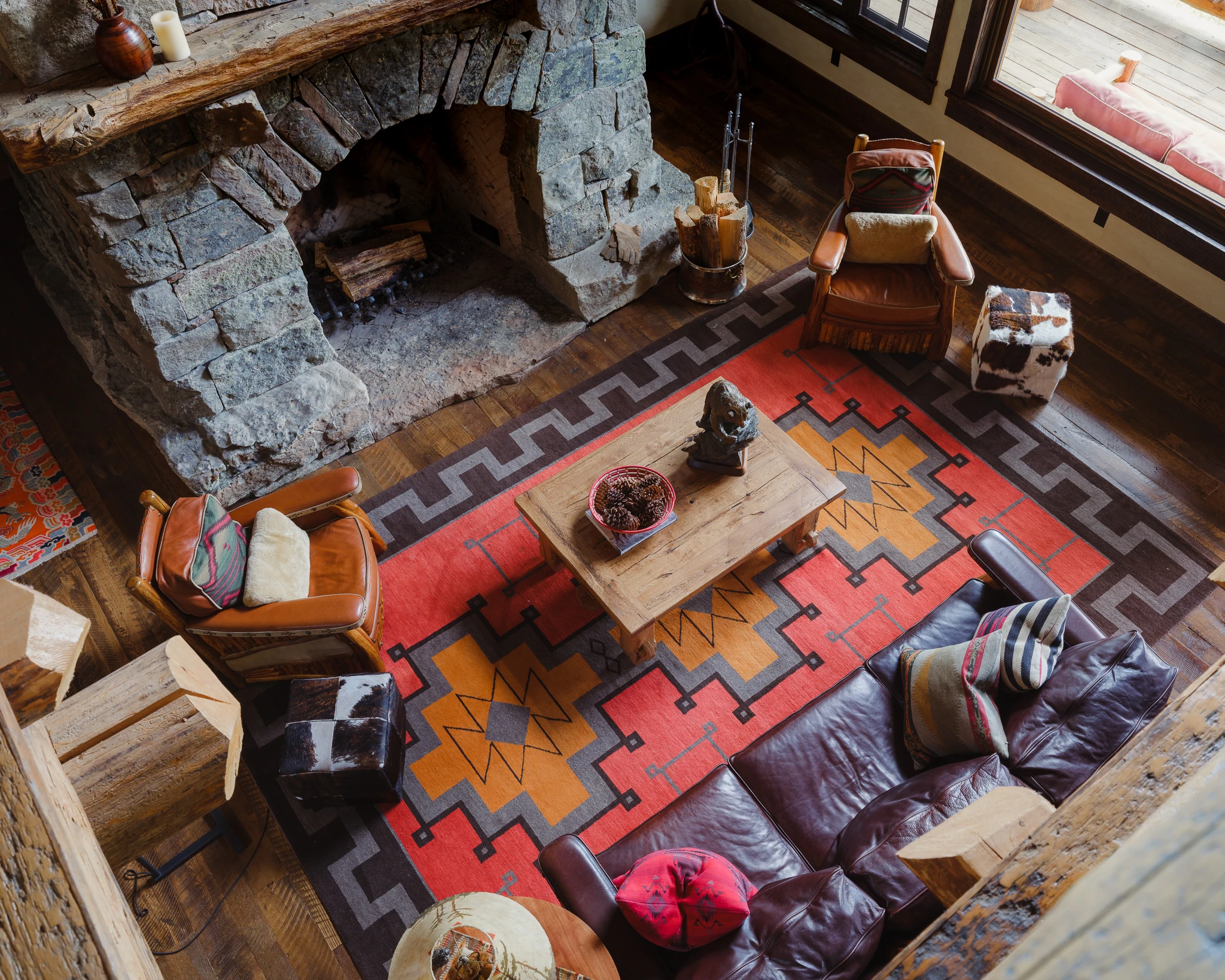 Great room overhead — architectural photography Big Sky Montana, Club Ridge